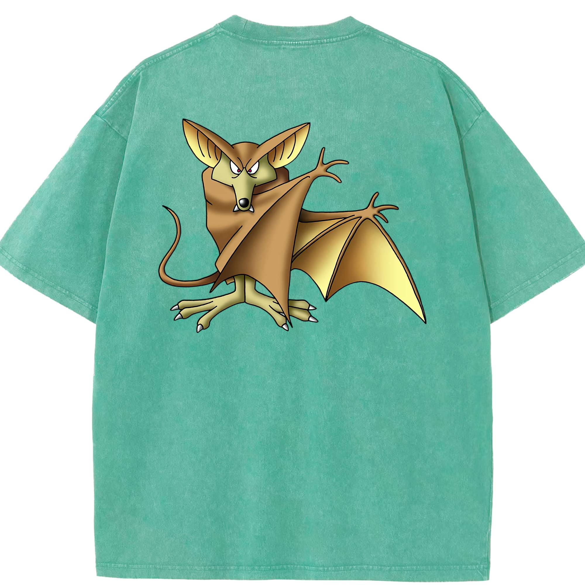 （画像用） ドラゴンクエスト Doragon Kuesuto Dragon Quest 綿100% ヴィンテージ風 半袖Tシャツ（背面プリント）